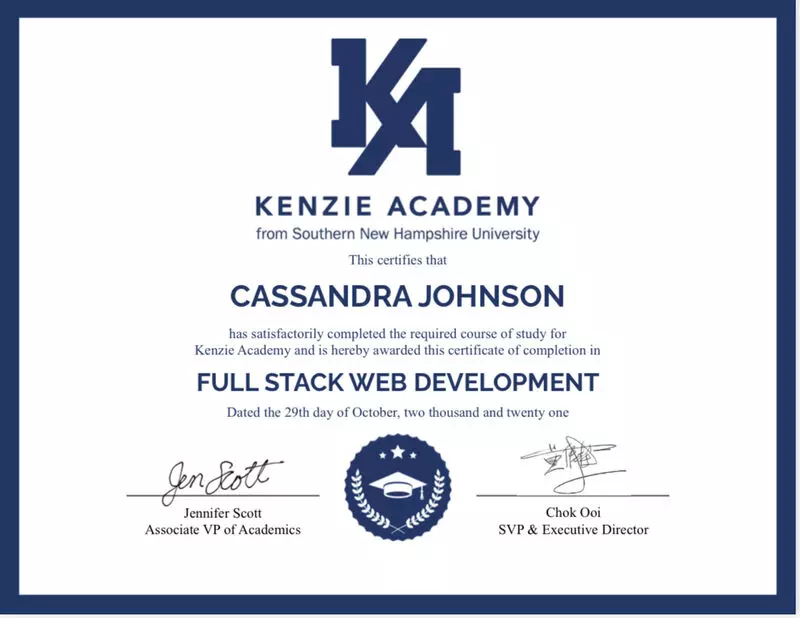 Kenzie Academy Certificate