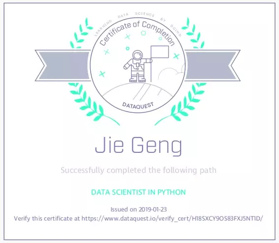 Dataquest certificate