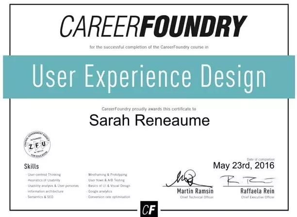 CareerFoundry certificate