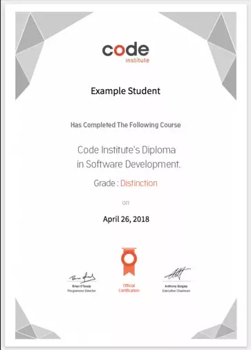 Code Institute certificate