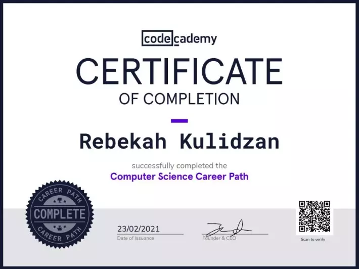 Codecademy Certificate
