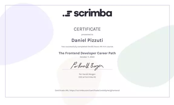 Scrimba Certificate