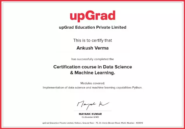upGrad certificates