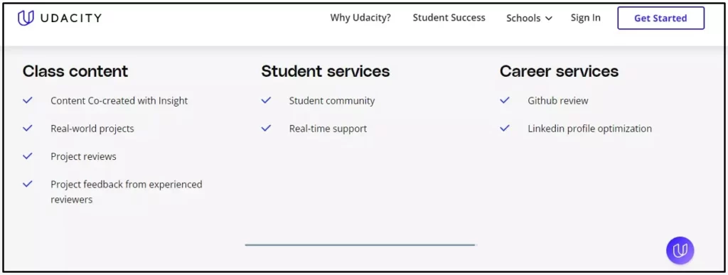 features of udacity