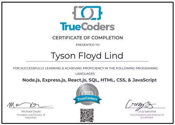 Truecoders Certificate