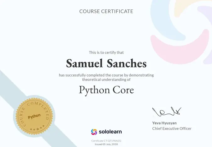 Sololearn certificate