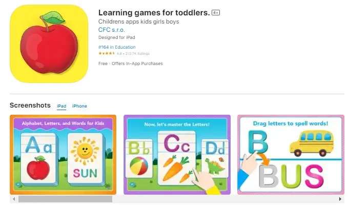 Learning games for toddlers